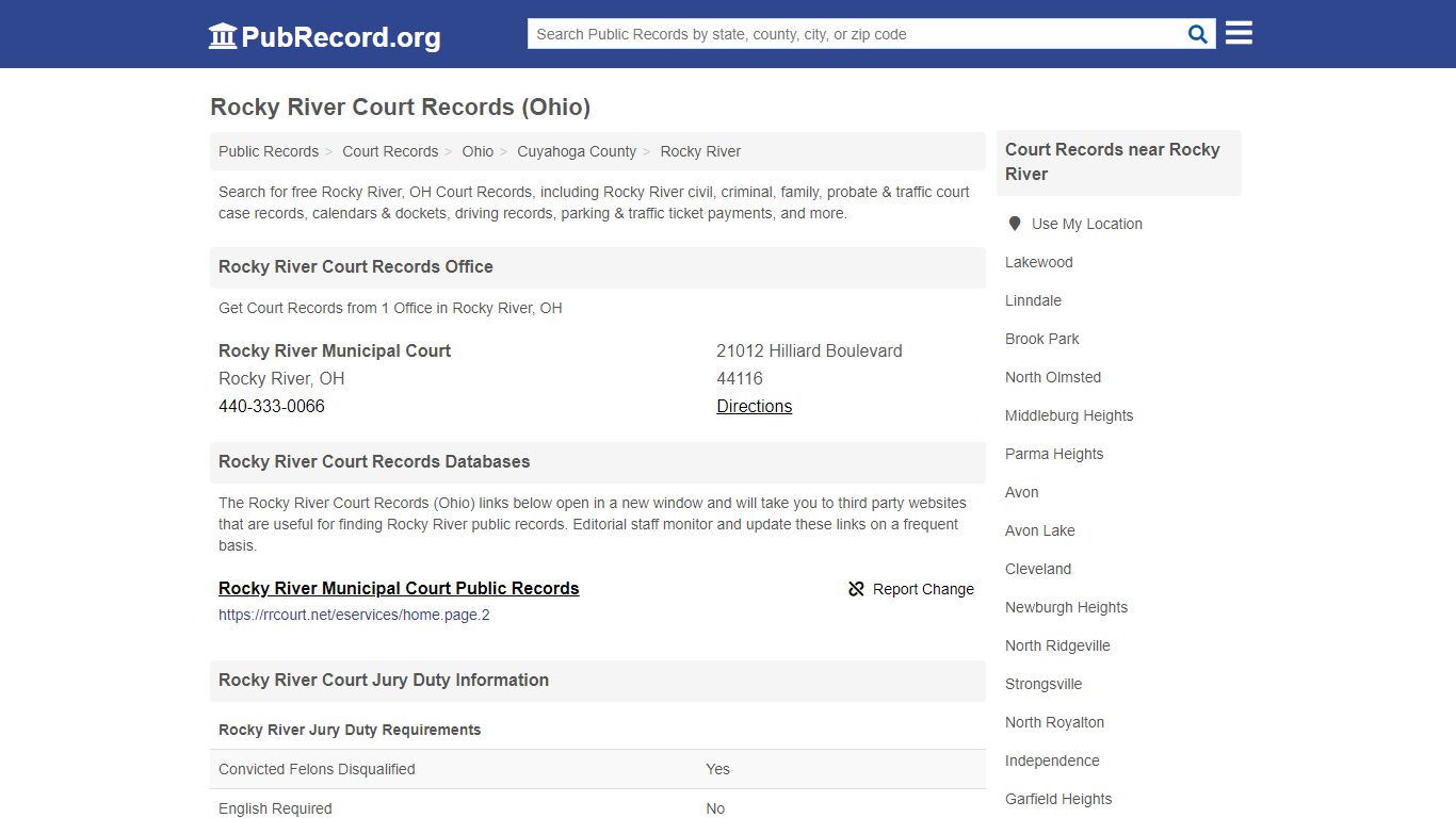 Free Rocky River Court Records (Ohio Court Records)