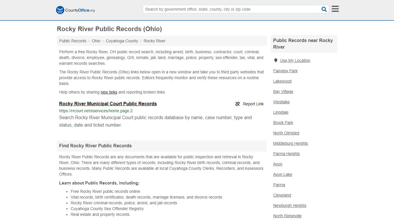 Public Records - Rocky River, OH (Business, Criminal, GIS ...